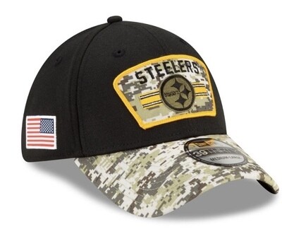 Pittsburgh Steelers Men's New Era 39Thirty NFL Salute to Service Sideline Flex Fit Hat