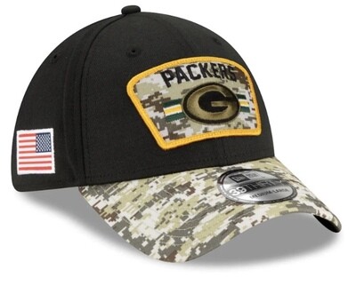 Green Bay Packers Men's New Era 39Thirty NFL Salute to Service Sideline Flex Fit Hat