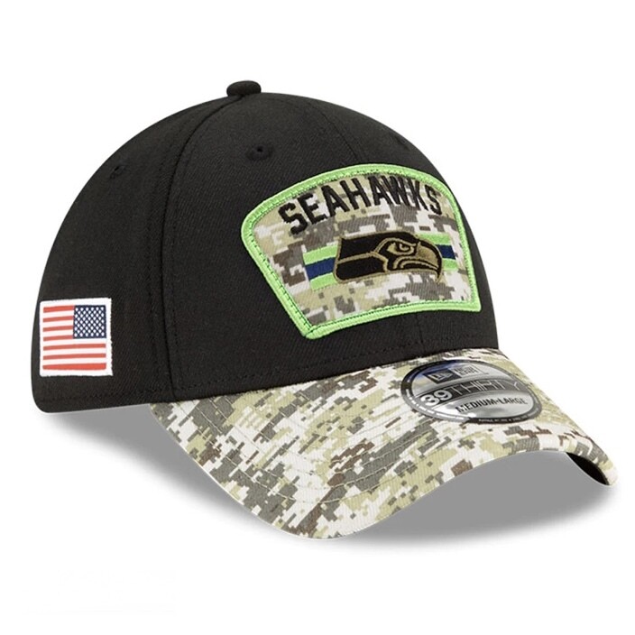 Seattle Seahawks Men's New Era 39Thirty NFL Salute to Service Sideline Flex Fit Hat