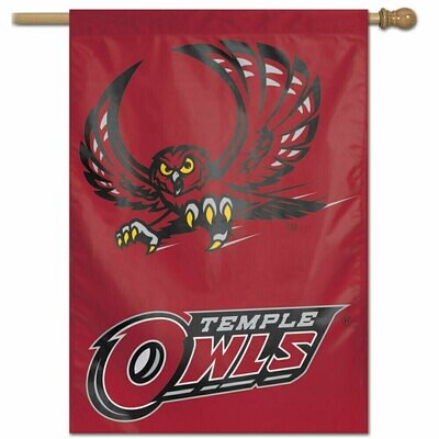 Temple Owls 28" x 40" Vertical Flag