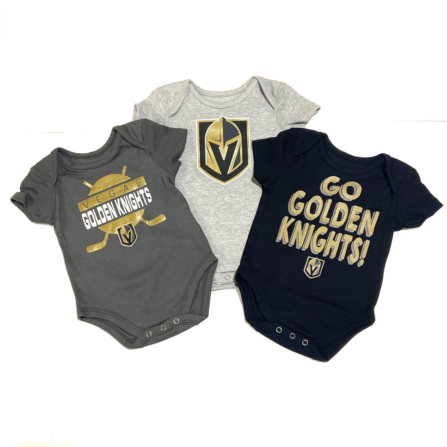 Vegas Golden Knights Baby 3 Piece Short Sleeve Onesie Set