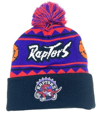 Toronto Raptors Men's Mitchell & Ness Cuffed Pom Knit Hat