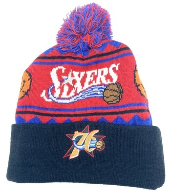 Philadelphia 76ers Men's Mitchell & Ness Cuffed Pom Knit Hat