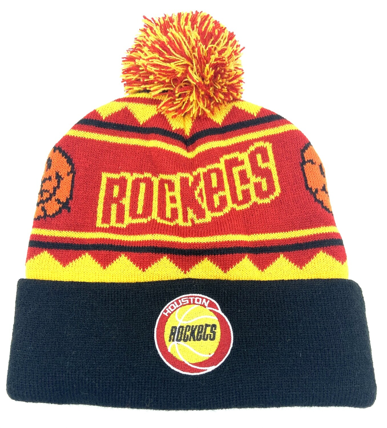 Houston Rockets Men's Mitchell & Ness Cuffed Pom Knit Hat