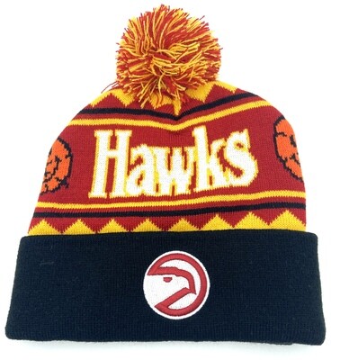 Atlanta Hawks Men's Mitchell & Ness Cuffed Pom Knit Hat