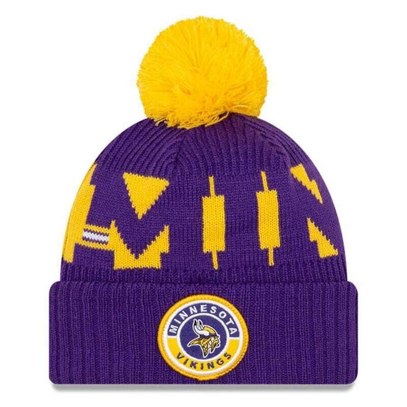 Minnesota Vikings Men’s New Era NFL Sideline Official Sport Pom Cuffed Knit Hat
