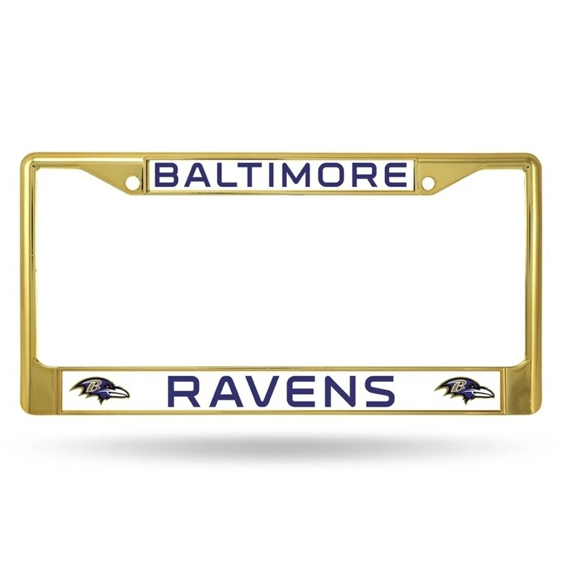 Baltimore Ravens Gold Chrome Metal License Plate Frame