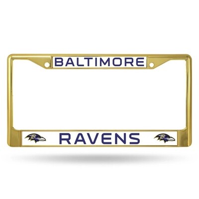Baltimore Ravens Gold Chrome Metal License Plate Frame