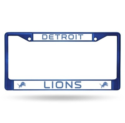 Detroit Lions Blue Chrome Metal License Plate Frame