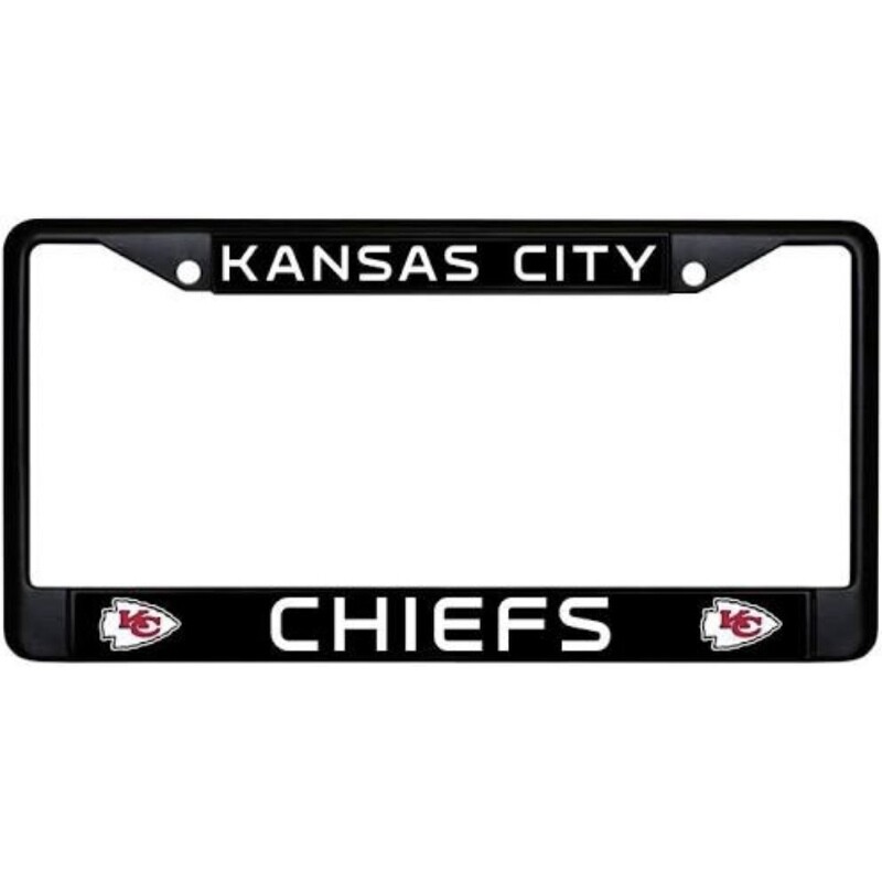 Kansas City Chiefs Black Chrome Metal License Plate Frame