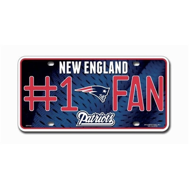 New England Patriots #1 Fan Lightweight Metal License Plate