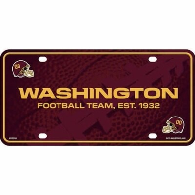 Washington Football Team Lightweight Metal License Plate