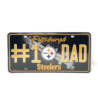 Pittsburgh Steelers #1 Dad Lightweight Metal License Plate