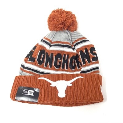 Texas Longhorns Men's New Era Cheer Cuffed Pom Knit Hat