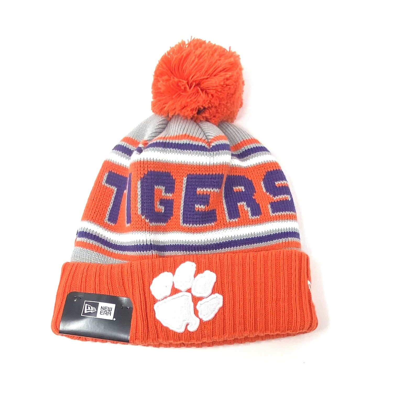 Clemson Tigers Men's New Era Cheer Cuffed Pom Knit Hat