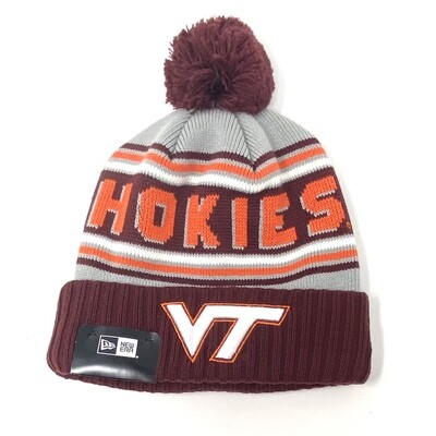 Virginia Tech Hokies Men's New Era Cheer Cuffed Pom Knit Hat