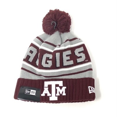 Texas A&M Aggies Men's New Era Cheer Cuffed Pom Knit Hat