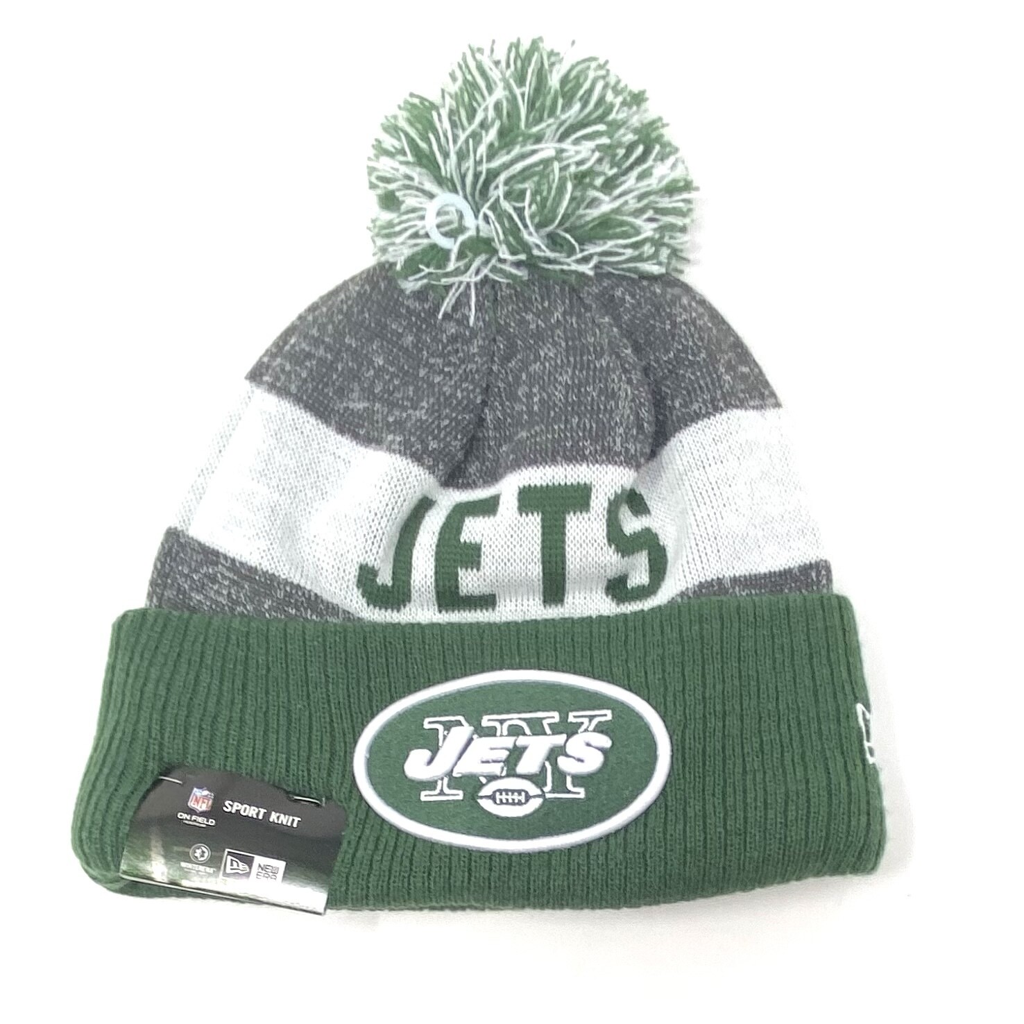 New York Jets Football Men's New Era Sport Cuffed Pom Knit Hat