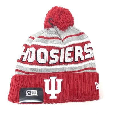 Indiana Hoosiers Men's New Era Cheer Cuffed Pom Knit Hat