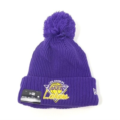 Los Angeles Lakers Men’s New Era Tip Off Cuffed Pom Knit Hat