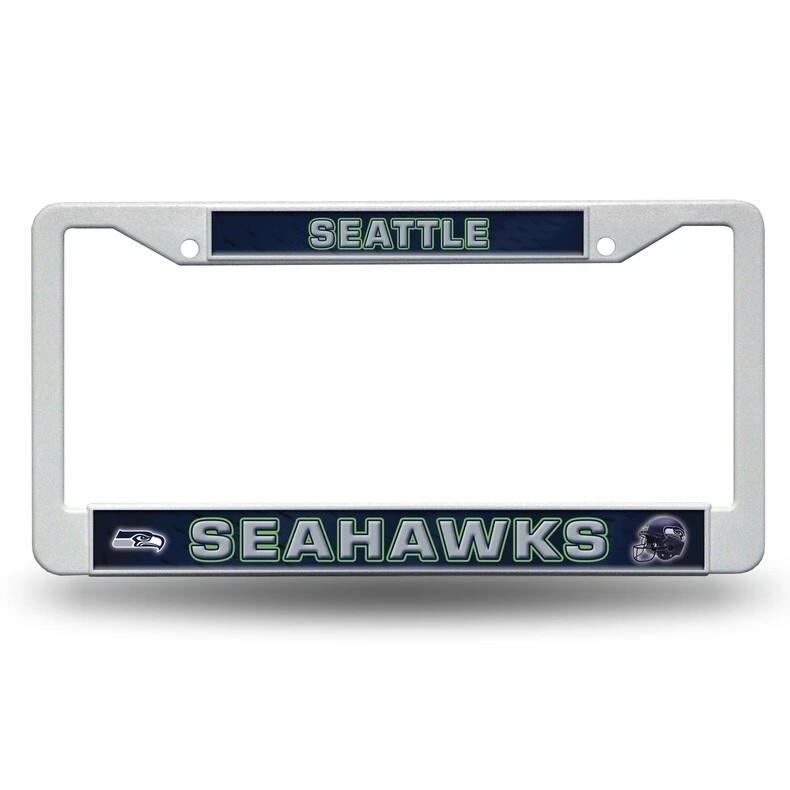 Seattle Seahawks White Plastic License Plate Frame