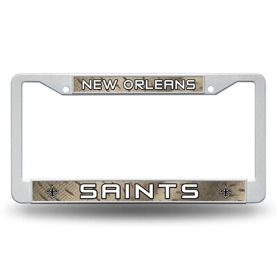 New Orleans Saints White Plastic License Plate Frame