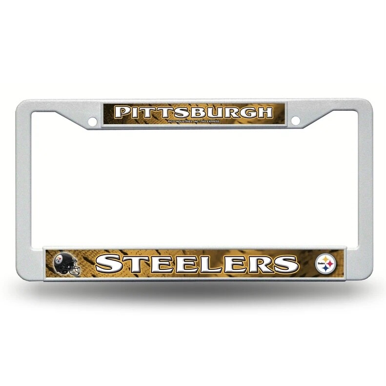 Pittsburgh Steelers White Plastic License Plate Frame