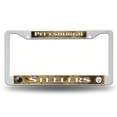 Pittsburgh Steelers White Plastic License Plate Frame