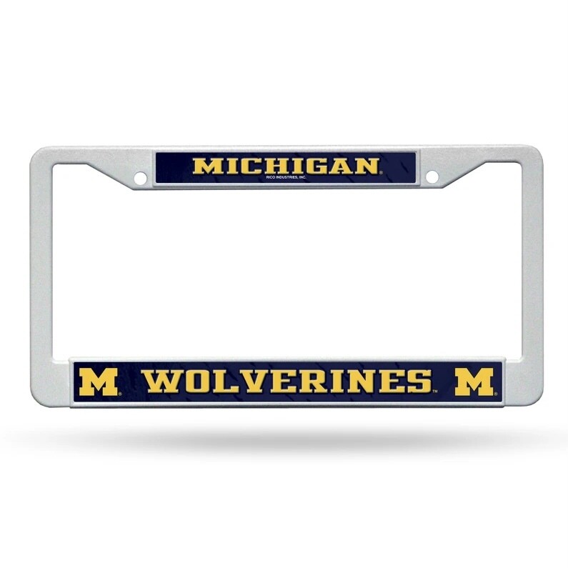 Michigan Wolverines White Plastic License Plate Frame