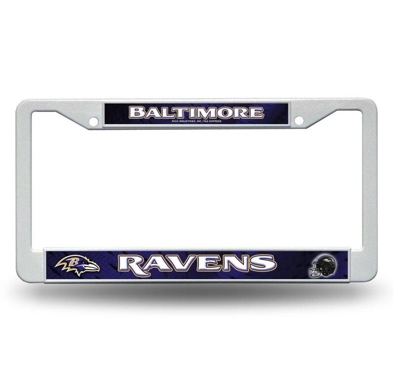 Baltimore Ravens White Plastic License Plate Frame