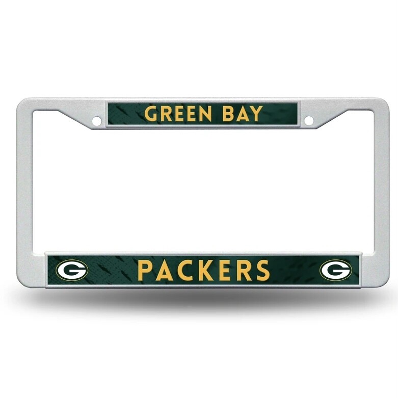 Green Bay Packers White Plastic License Plate Frame