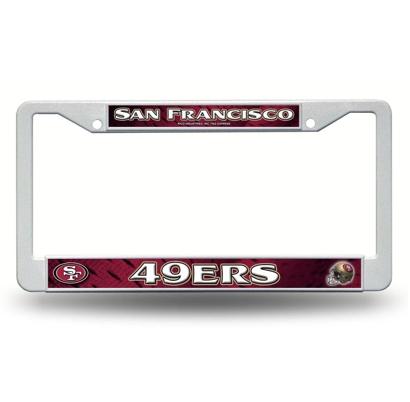 San Francisco 49ers White Plastic License Plate Frame