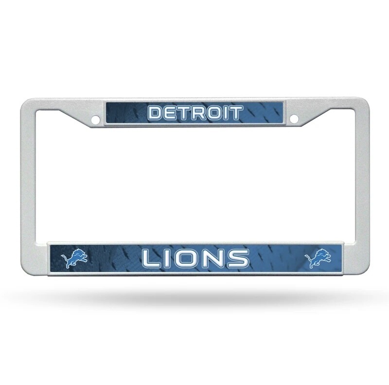 Detroit Lions White Plastic License Plate Frame