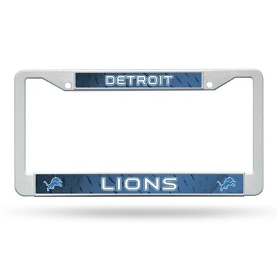 Detroit Lions White Plastic License Plate Frame