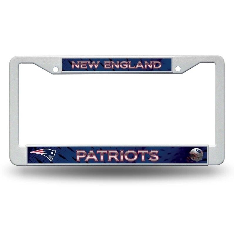 New England Patriots White Plastic License Plate Frame