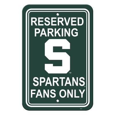 Michigan State Spartans Reserved Parking 12"x 18" Plastic Sign