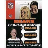 Chicago Bears Vinyl Face Decoration Tattoos 6pk