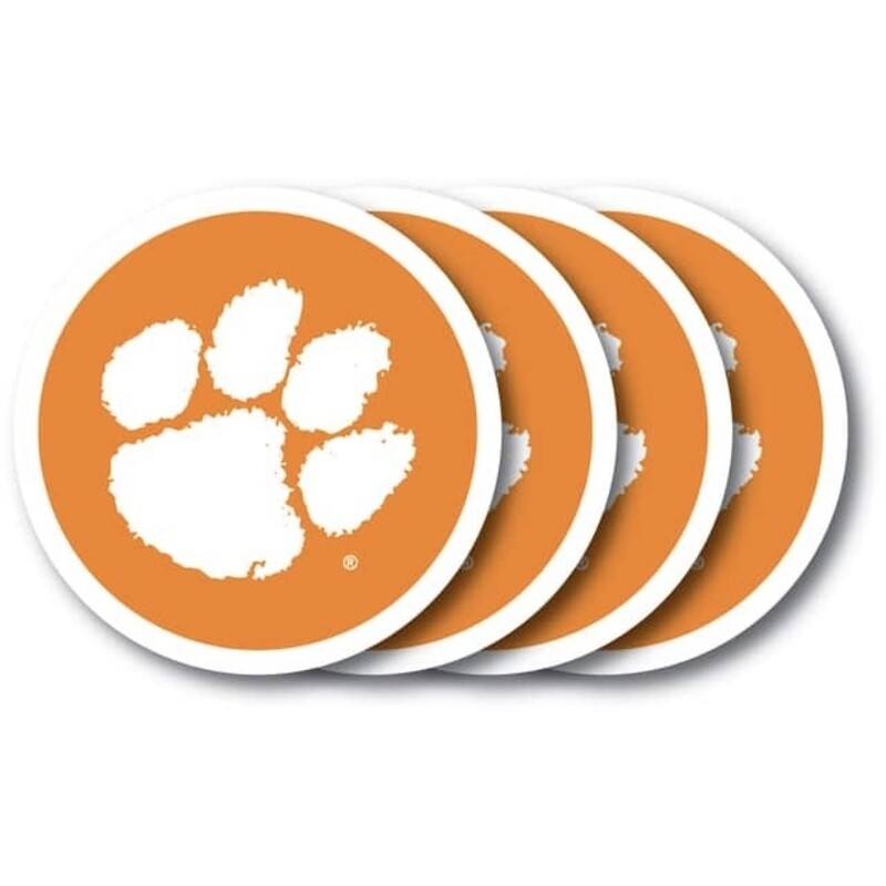 Clemson Tigers Vinyl Coaster Set 4 Pack