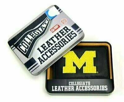 Michigan Wolverines Leather Embroidered Tri-Fold Wallet