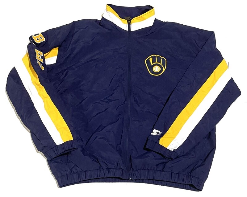 Milwaukee Brewers Men's Navy Midweight Full Zip Starter Jacket