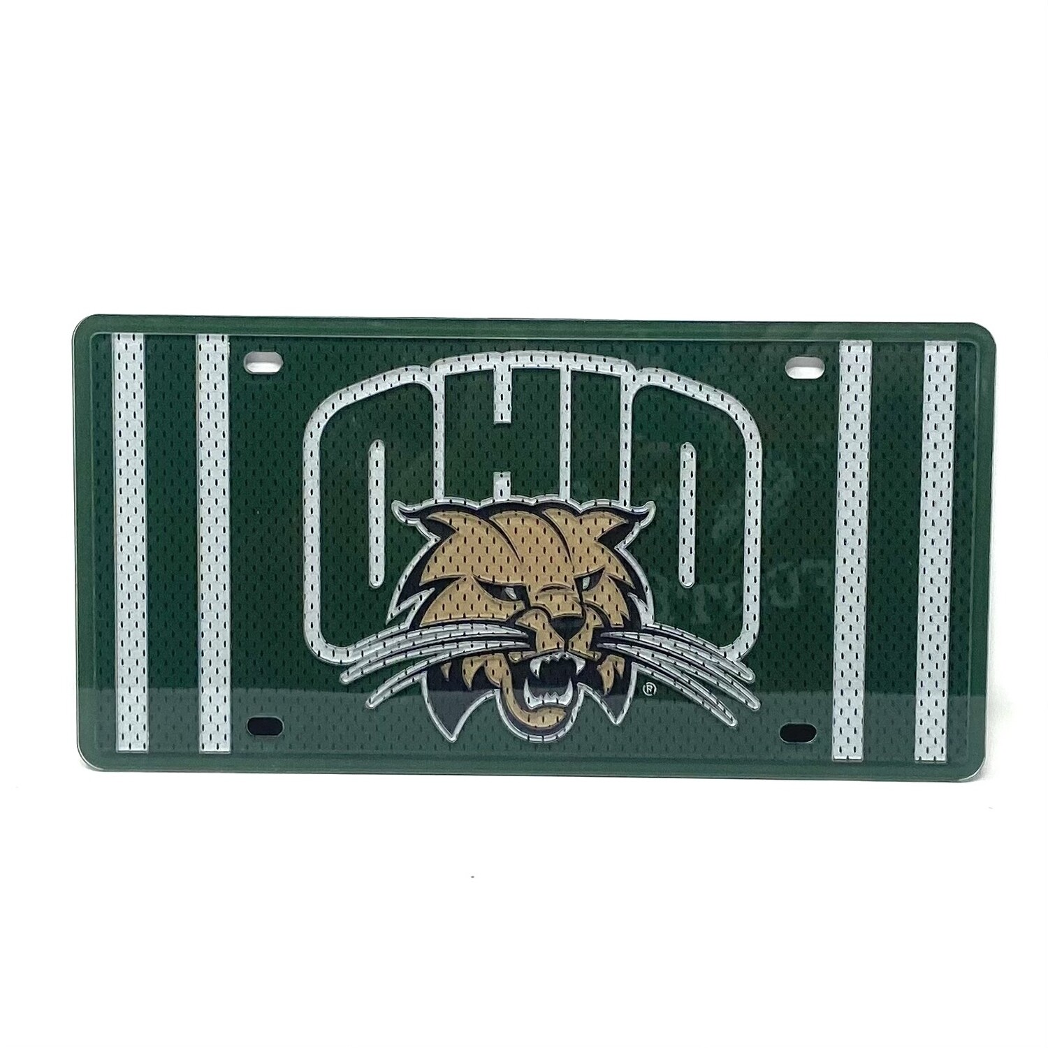Ohio Bobcats Mesh Design Laser Tag Acrylic License Plate