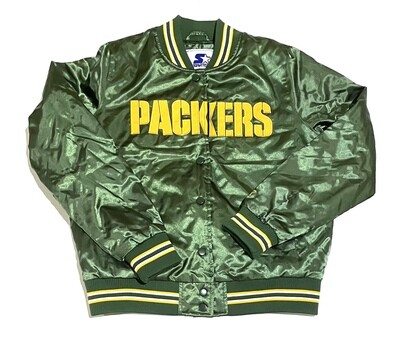 Green Bay Packers Women’s Starter Name & Logo Satin Full-Snap Jacket