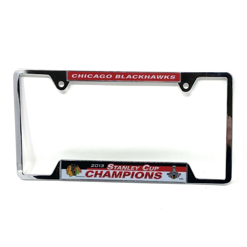 Chicago Blackhawks 2013 Stanley Cup Champions Chrome Metal License Plate Frame