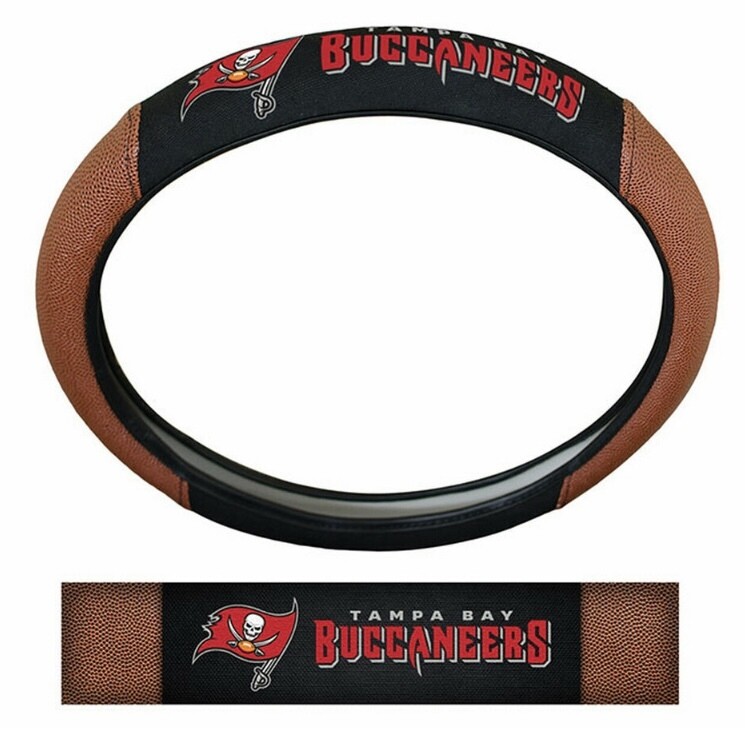Tampa Bay Buccaneers Premium Embroidered Pigskin Style Car Steering Wheel Cover
