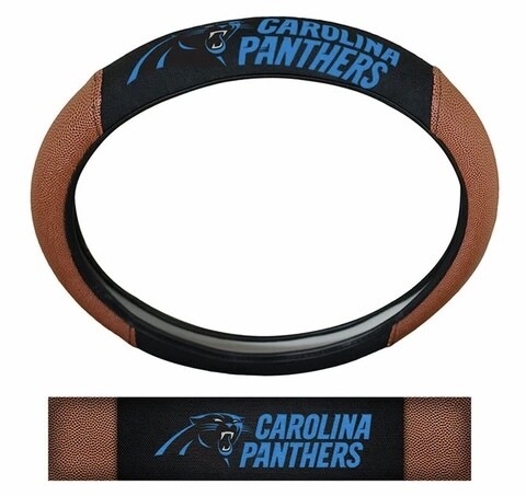 Carolina Panthers Premium Embroidered Pigskin Style Car Steering Wheel Cover