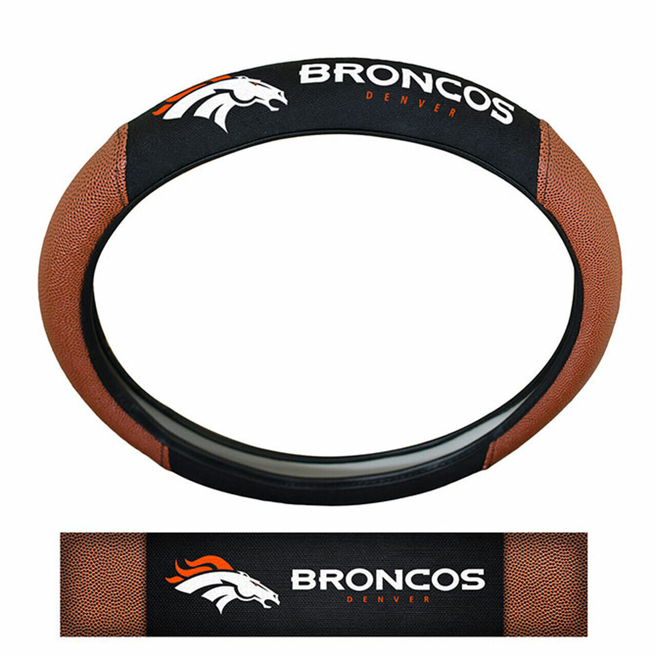 Denver Broncos Premium Embroidered Pigskin Style Car Steering Wheel Cover