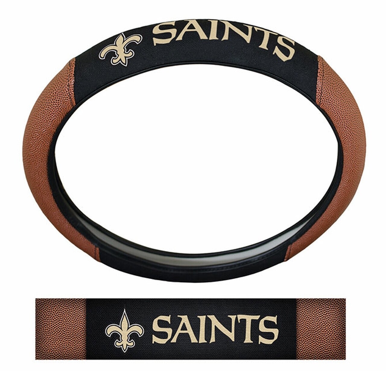 New Orleans Saints Premium Embroidered Pigskin Style Car Steering Wheel Cover
