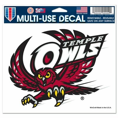 Temple Owls 4.5" x 5.75" Multi-Use Decal