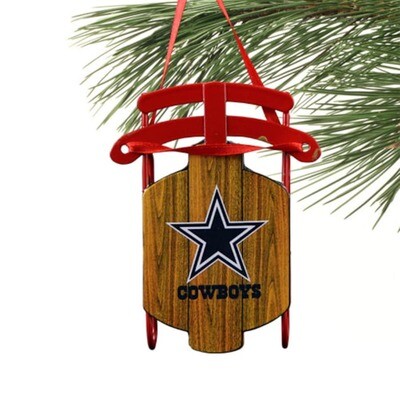 Dallas Cowboys Team Metal Sled Christmas Tree Ornament