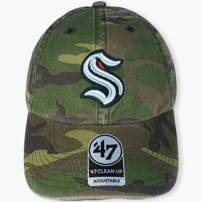 Seattle Kraken Men’s Camouflage 47 Brand Clean Up Adjustable Hat